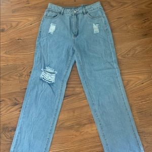 High waisted ripped jeans straight leg
